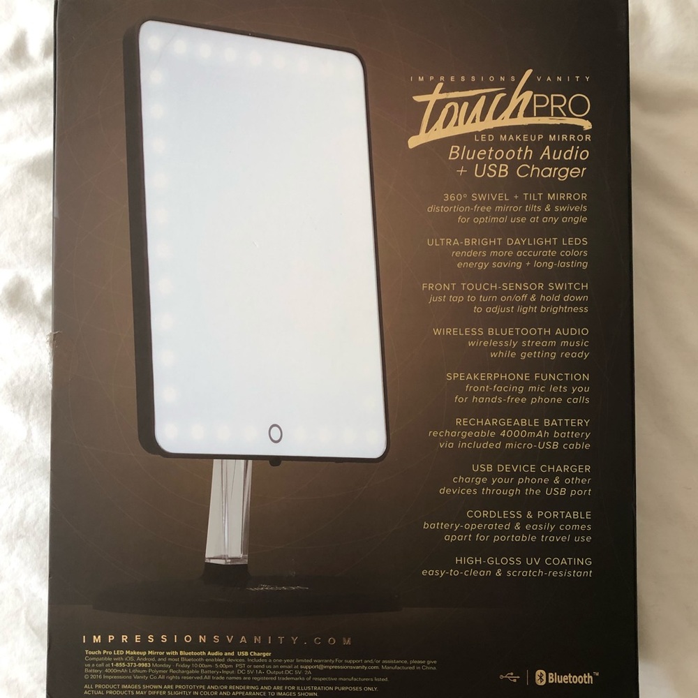 TouchPro LED Makeup mirror Bluetooth - Picture 3 of 3